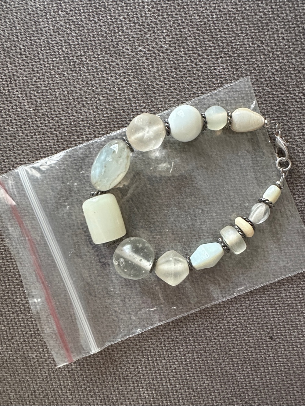 Handcrafted White and Cream Beaded Women's Bracelet